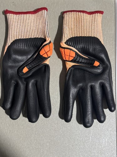 NEW 13G GOLDSILK & FOAM GLOVES W/ IMPACT PROTECTION SZ-S 3 PAIR ORANGE & BLACK