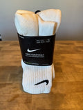 NEW NIKE EVERYDAY WHITE COTTON CUSHIONED CREW SOCKS UNISEX M-8-12 W-10-13 3 Ct