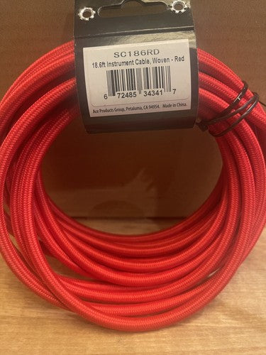 Strukture SC186RD Woven Guitar & Instrument Cable, 18.6' Ft, Red