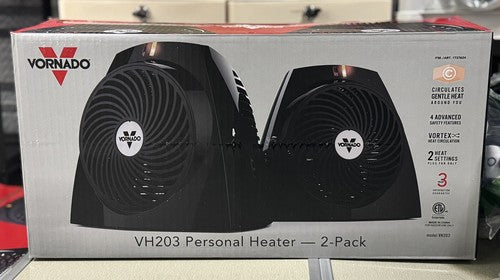 NEW VORNADO 2 PACK PERSONAL SPACE HEATER VH203 2 HEAT SETTINGS FAN MODE