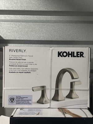 Kohler Riverly 8” Widespread Bathroom Faucet W/Clicker Drain - Brushed Nickel