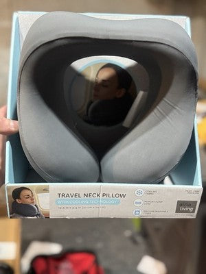 Airia Living Travel Neck Pillow With Warm & Cooling Technology New Blue