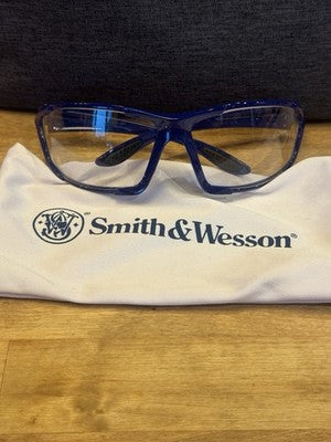 Smith & Wesson Blue Clear Safety Glasses Shooting Eyewear w/ Pouch New Condition