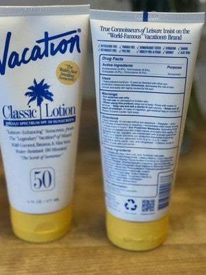 (2) VACATION Classic Lotion SPF50 Sunscreen Travel 6oz/177ml!