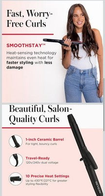 REVLON Smoothstay 1 Inch Curling Iron Coconut Oil Infused Curling Wand