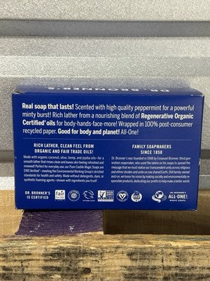 Dr. Bronner’s All-Pure Castile Magic Bar Soap – Peppermint 5 Oz (6-Bar Box)