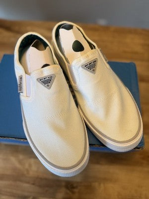 Columbia SlackWater Breeze Boat Shoes Womens 9 White Mesh Slip On PFG Fishing
