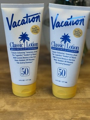 (2) VACATION Classic Lotion SPF50 Sunscreen Travel 6oz/177ml!