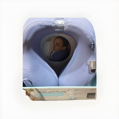 Airia Living Travel Neck Pillow With Warm & Cooling Technology New Blue