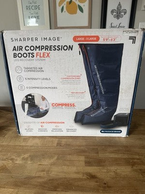 Large Size Sharper Image Flex Air Compression Boots Leg Massager  No Box