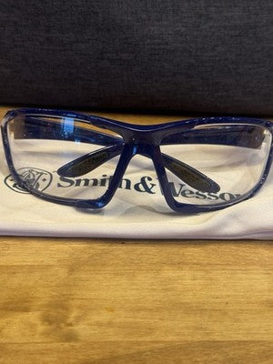 Smith & Wesson Blue Clear Safety Glasses Shooting Eyewear w/ Pouch New Condition
