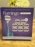 Flamingo Moisture Plus Razor Kit 9 Cartridges Handle Shower Holder New Sealed