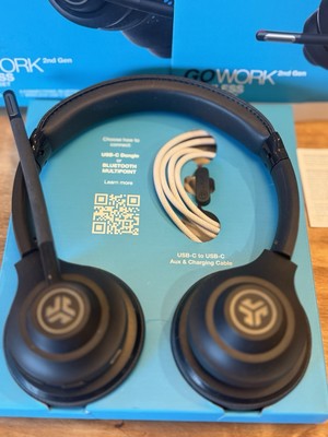 JLab Go Work Wireless Headsets w/ Microphone, 45+ Playtime PC Bluetooth Headset