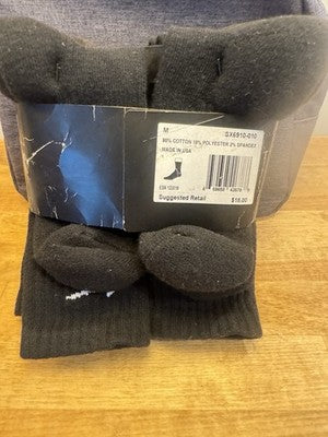 Nike Youth Performance Cushioned Crew Socks 6 Pack Black Size 5Y-7Y Dri-Fit