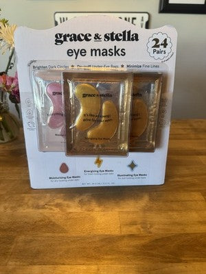Grace & Stella Eye Masks 24 Pairs Gold Pink Blue Energizing Moisturizing New