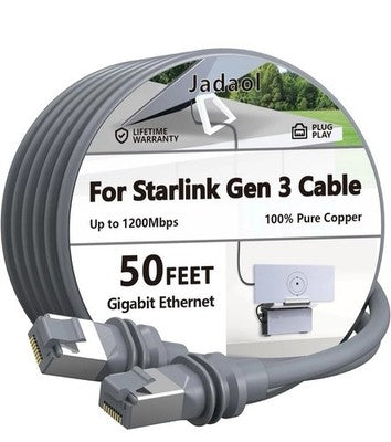 JADOL STARLINK GEN 3 ETHERNET CABLE 50 FT 1200Mbps 100% Pure Copper