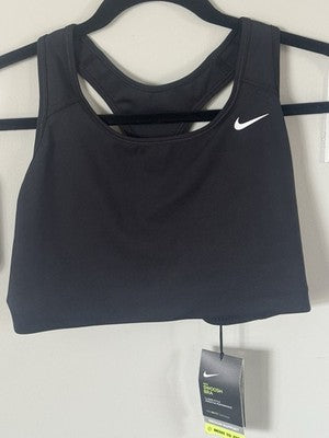 Nike Swoosh Sports Bra Black Medium Support Dri-Fit Non-Padded L BV3630-010