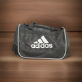 Brand New Adidas Large Black Duffel Bag Gym Travel Honeycomb White Piping Logo