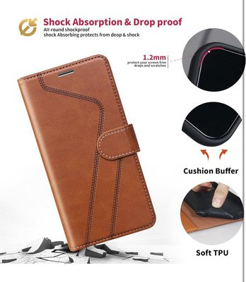 For iPhone 15  Flip Wallet Leather Flip Card Wallet Phone Case TPU Shockproof