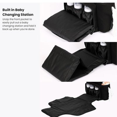 AUGIE DEAN DIAPER CHANGING BAG TOTE-FOLD OUT STATION STROLLER STRAPS WATERPROOF