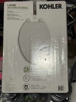 Brand New Kohler Layne Antimicrobial Slow-Close Elongated Toilet Seat - White