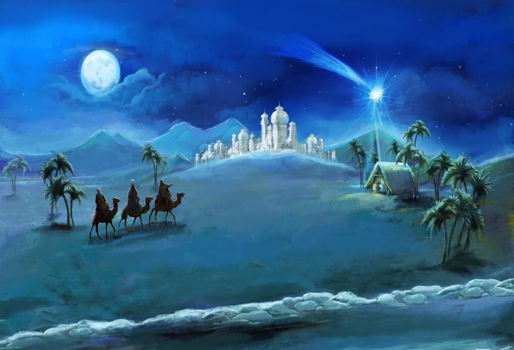 BRAND NEW 12x8ft Christmas Backdrop Nativity Scene Holy Family and Three Kings