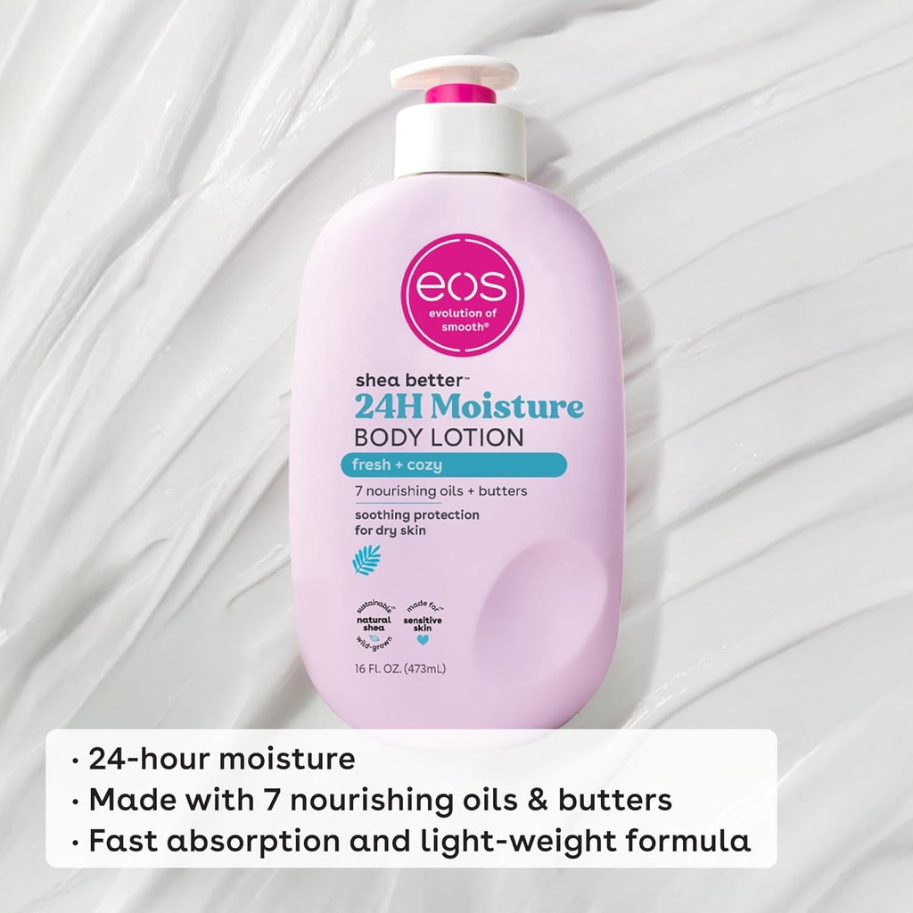 eos Shea Better Body Lotion- Jasmine Peach, 24-Hour Moisture Skin Care, 16 Oz
