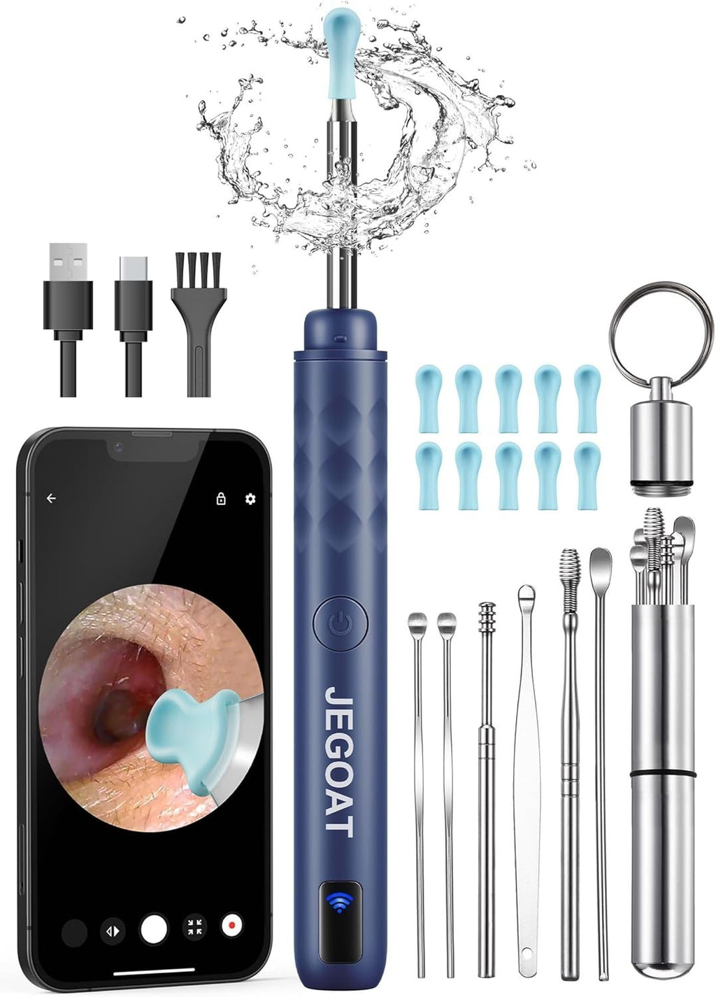 Ear Wax Removal Ear Wax Remover Tool with 8 Ear Set, Ear Cleaner w/ Camera
