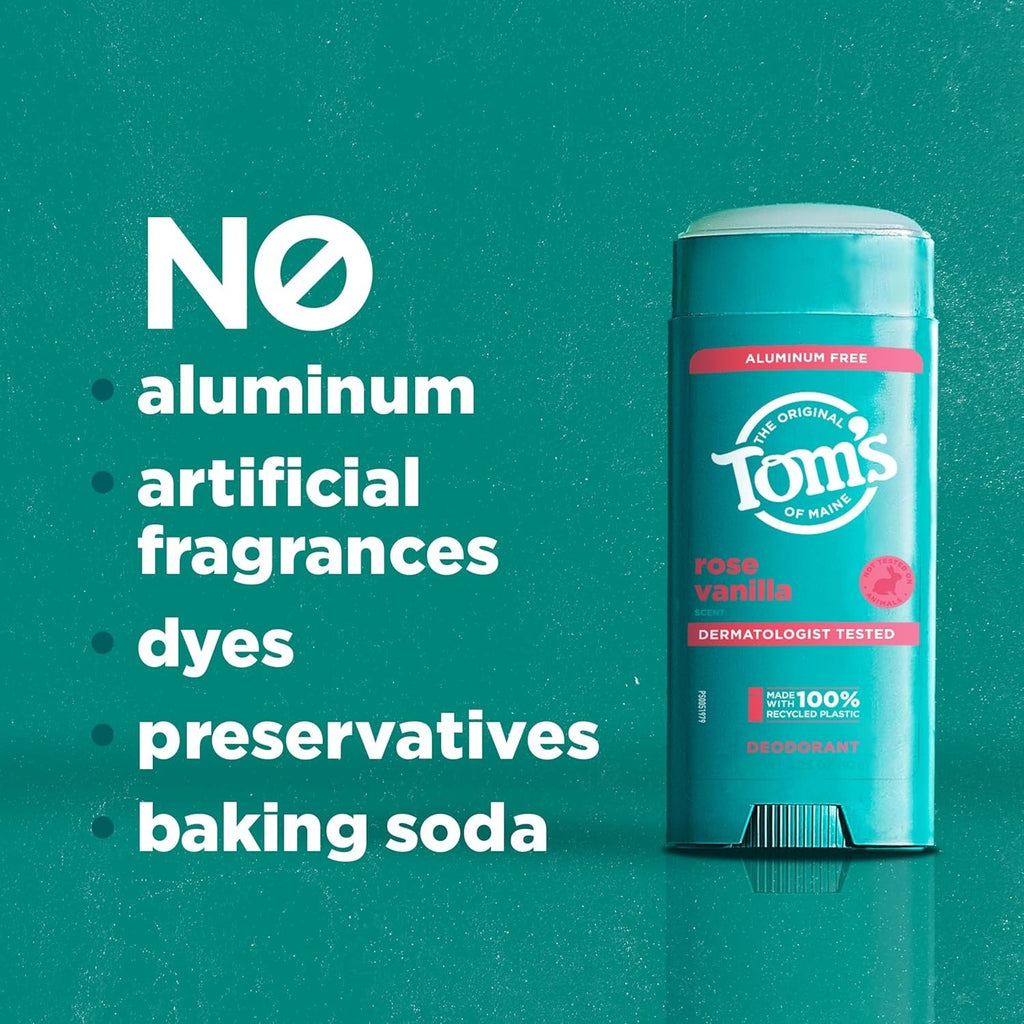 Tom’s of Maine Rose Vanilla Aluminum Free Natural Deodorant For Women & Men 3.25