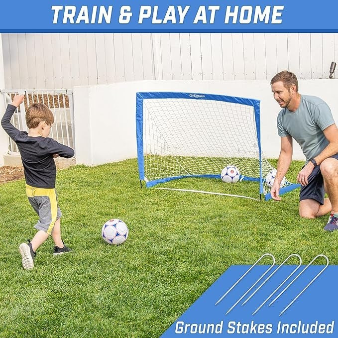 Portable Soccer Goals for Kids-Royal Blue- 4x3 Ft Pop up net Go Sports Net