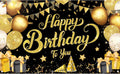KatchOn, Black & Gold Happy Birthday Back Drop Photo Booth Banner, 72x44 Inch