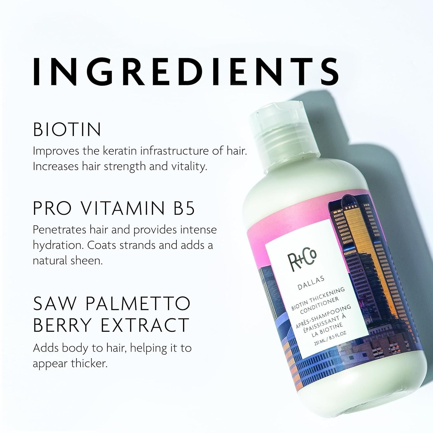R+Co Dallas Biotin Thickening Conditioner | Weightless Hydration, Vegan Enhance