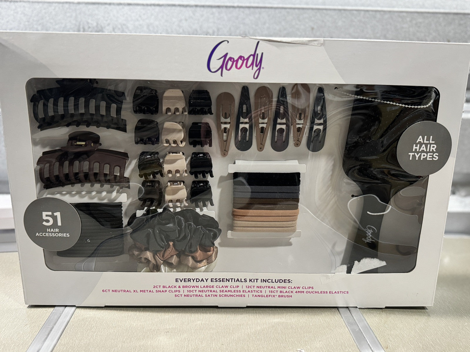 NEW GOODY 51 HAIR ACCESSORIES KIT ALL HAIR TYPES CLIPS, ELASTICS, SCRUNCHIES ETC